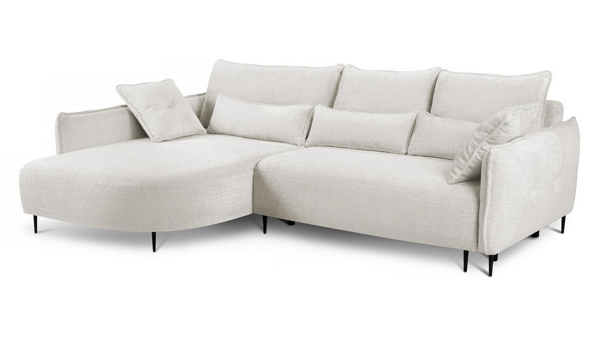 ECKSOFA Oblivio Cremeweiß Chenille - Creme/Schwarz, Textil/Metall (285/200cm) - Selsey