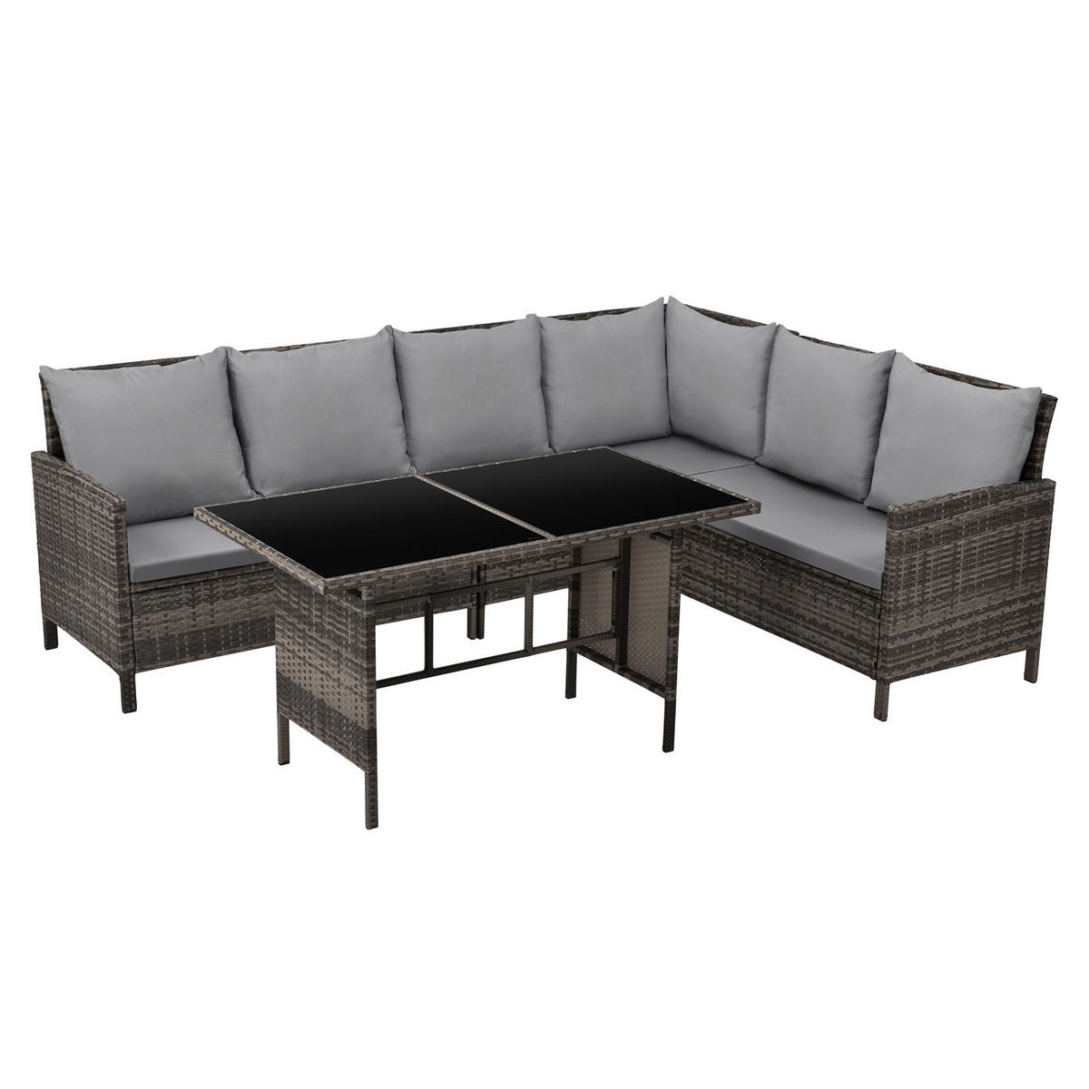 RATTAN-LOUNGE Madison - Braun/Grau, Kunststoff - SVITA