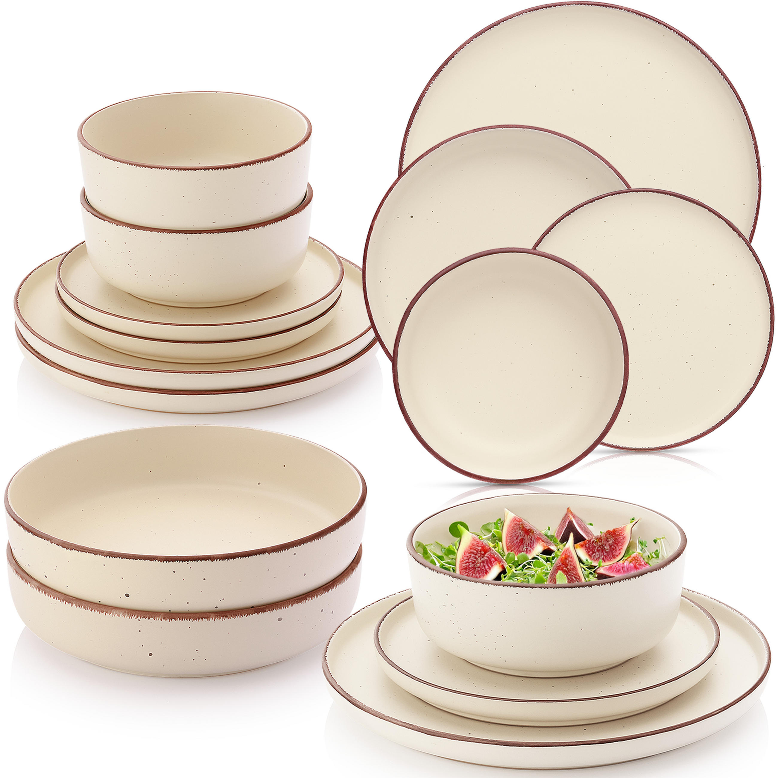 TAFELSERVICE BOMBAY BEACH - 16 teilig aus Steingut - Beige, Stein (27/6.5/27cm) - Sänger
