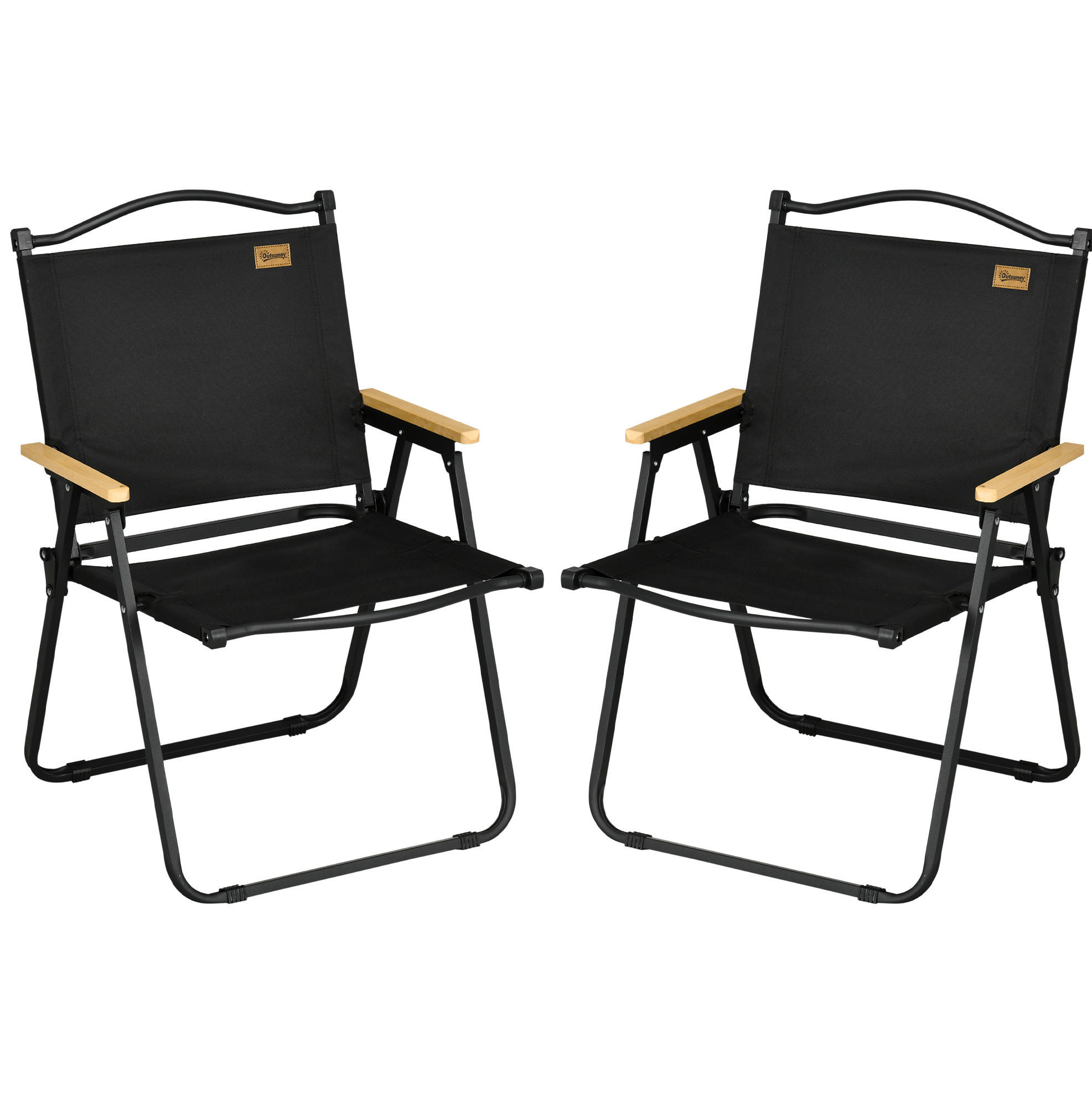 CAMPINGSTUHL 54/59/78 cm, klappbar und tragbar mit Stahlrahmen und UV-beständigem Polyester, Schwarz - Schwarz, Metall (59/78/54cm) - Redom