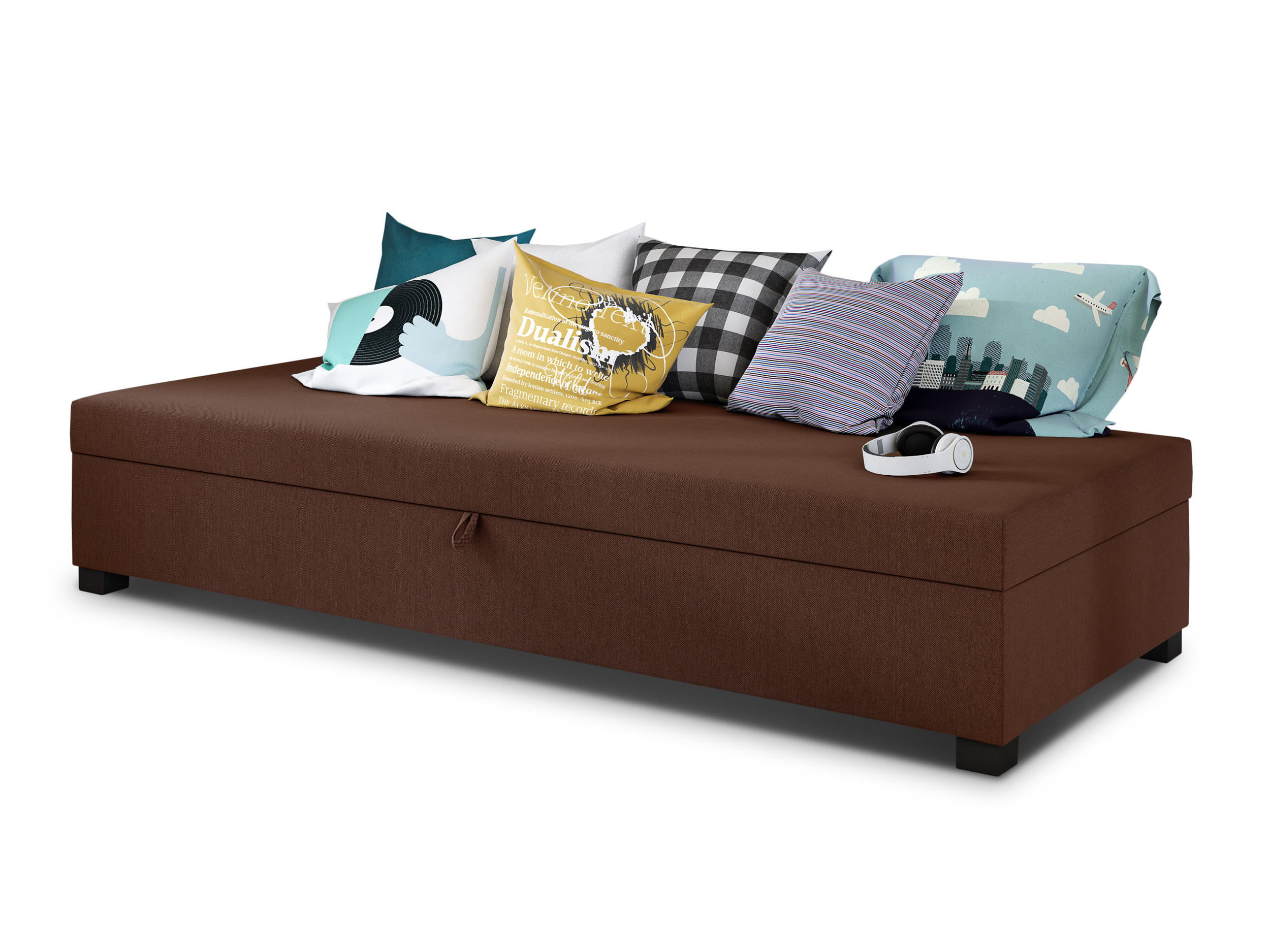 SCHLAFSOFA Misti I - Schwarz/Braun, Holz/Kunststoff (195/38/80cm)