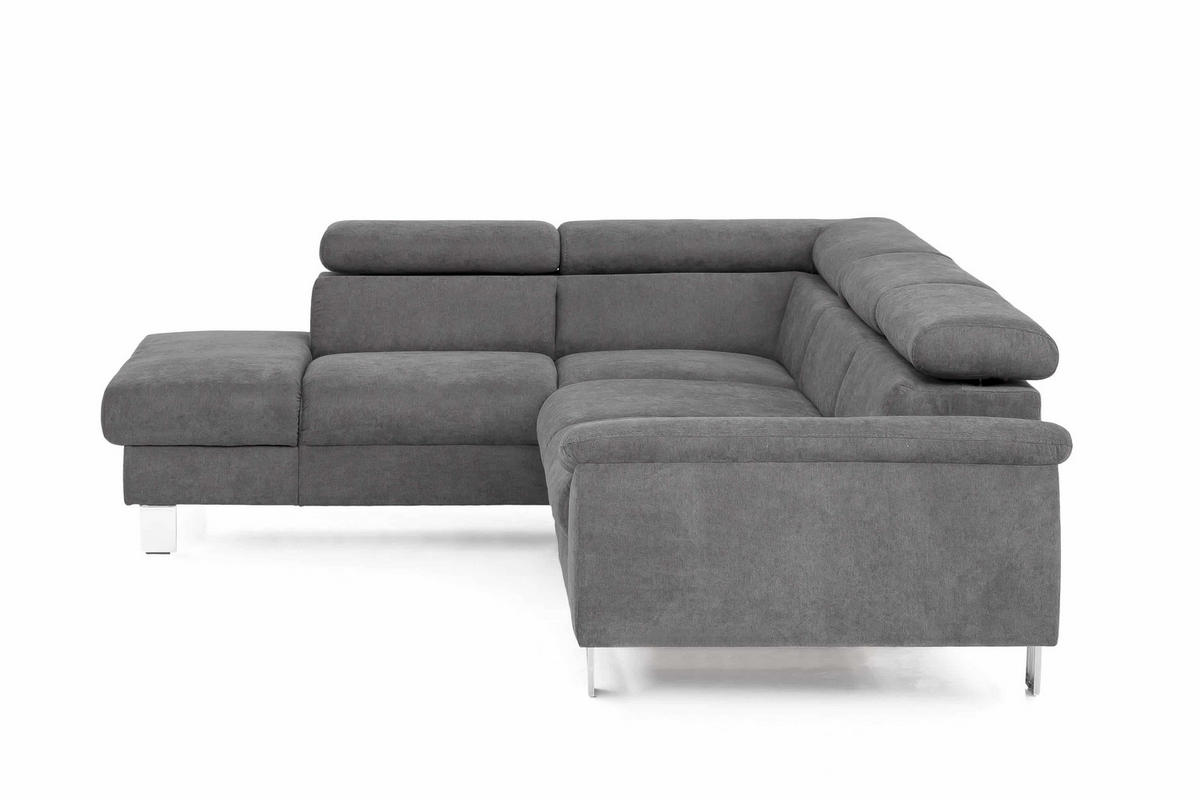 ECKSOFA mit Schlaffunktion und Bettkasten - Chromfarben/Grau, Holz/Textil (249/207cm) - Cotta