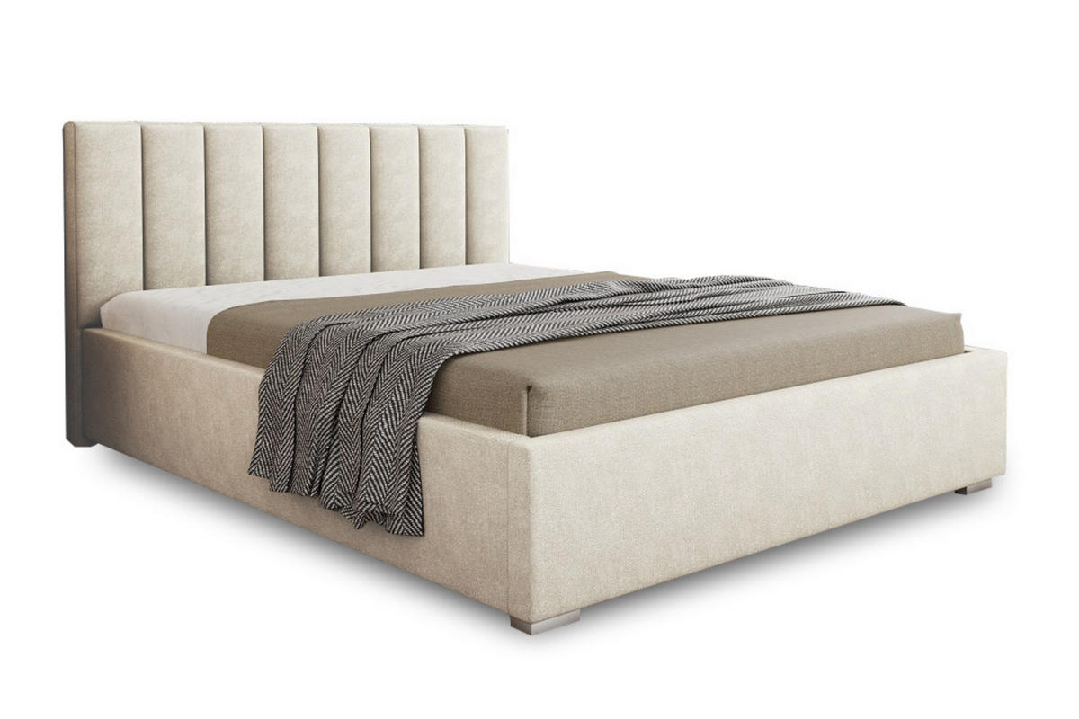 POLSTERBETT GORDON 200/200 in Velours Ecru - Ecru, Holz/Holzwerkstoff (200/200cm) - Deine Möbel 24