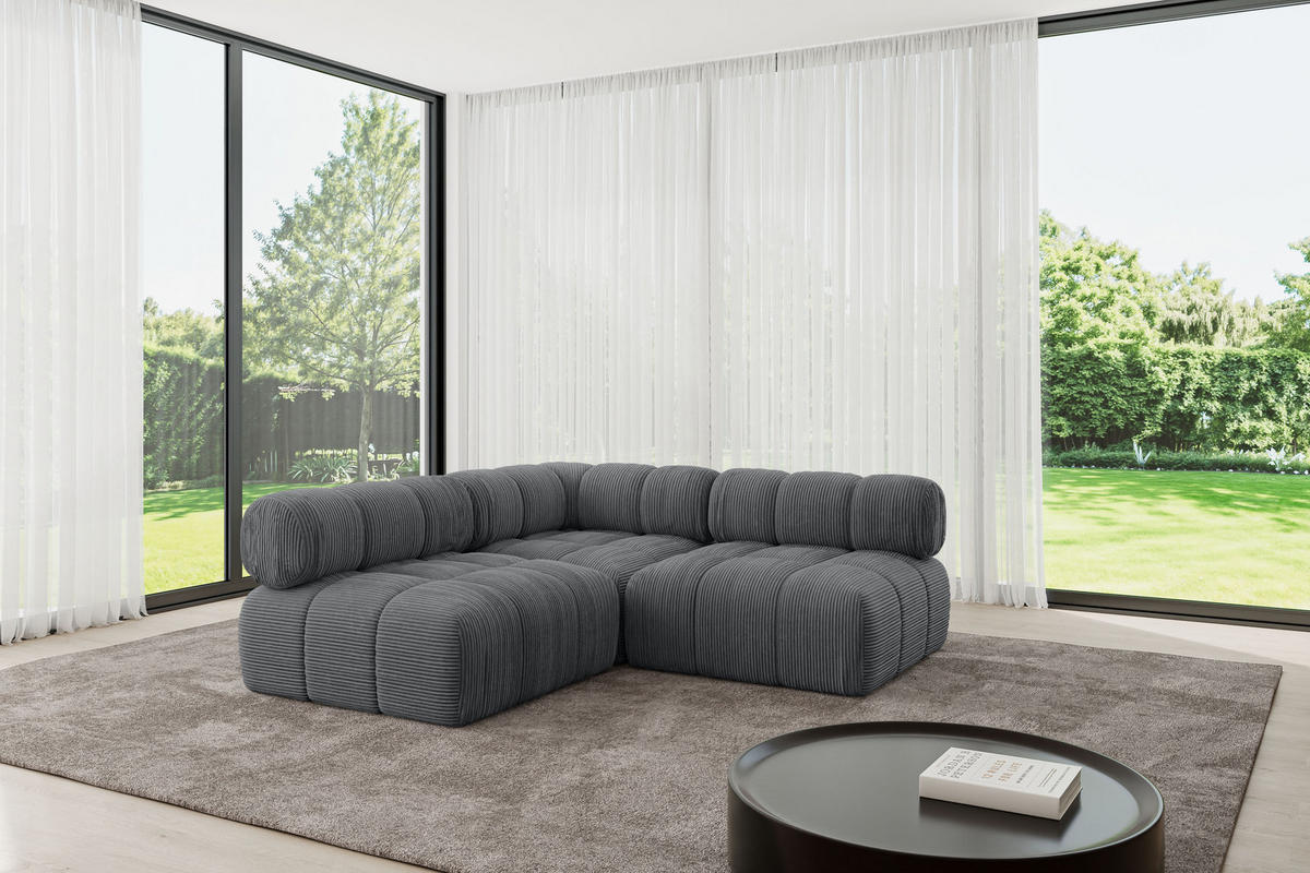 ECKSOFA modulares Sofa Samaro-L1 - 190x190x70 cm Dunkelgrau Cord - Dunkelgrau, Holzwerkstoff/Textil (190/190cm) - ALTDECOR