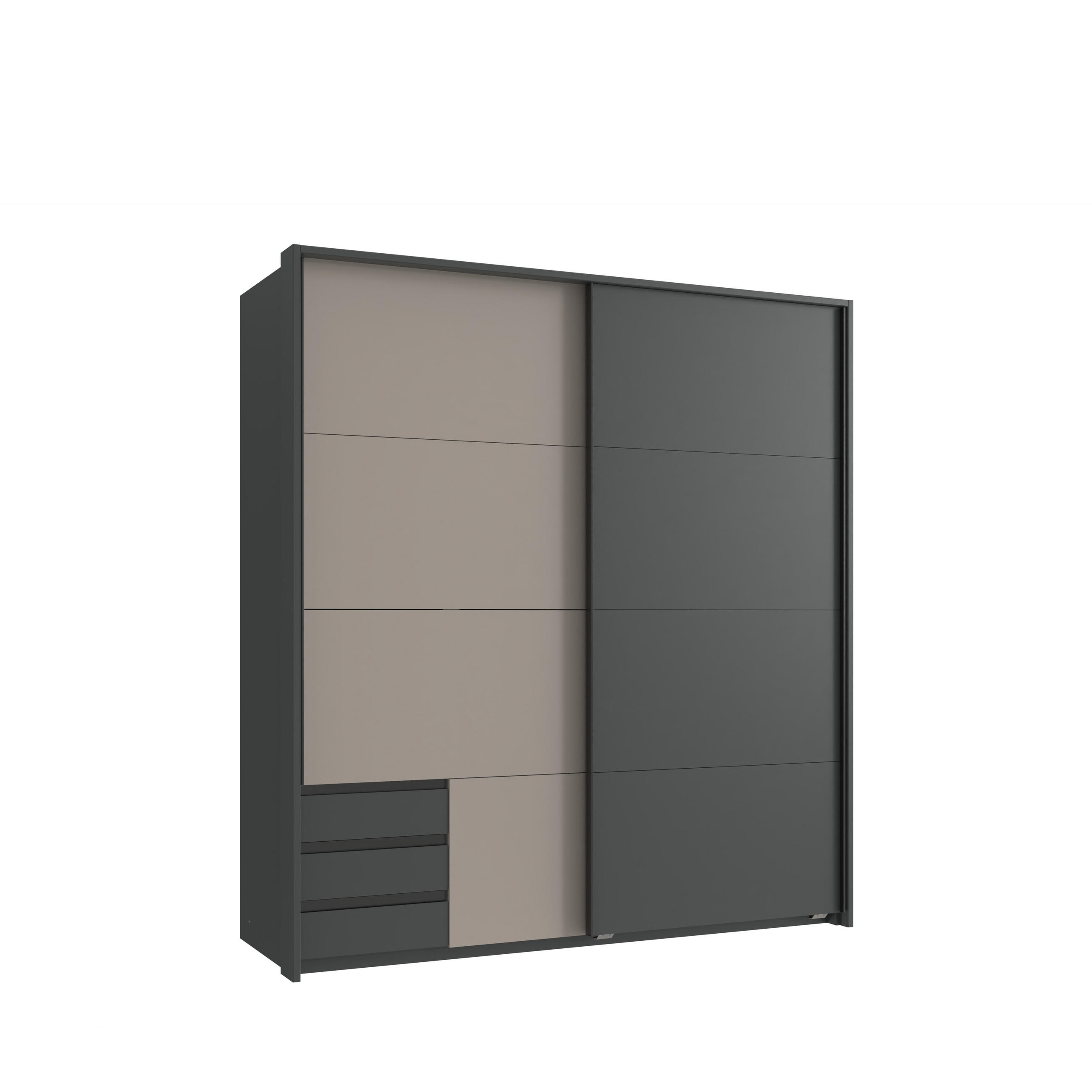 luma-home Schwebetürenschrank Graphit, Sand 183x200x65 cm