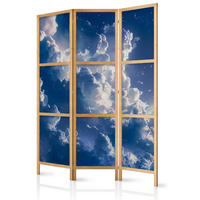 PARAVENT Japanischer 3-tlg 135x172 cm Abendhimmel - Blau, Holz/Textil (135/172/3cm) - Muralo