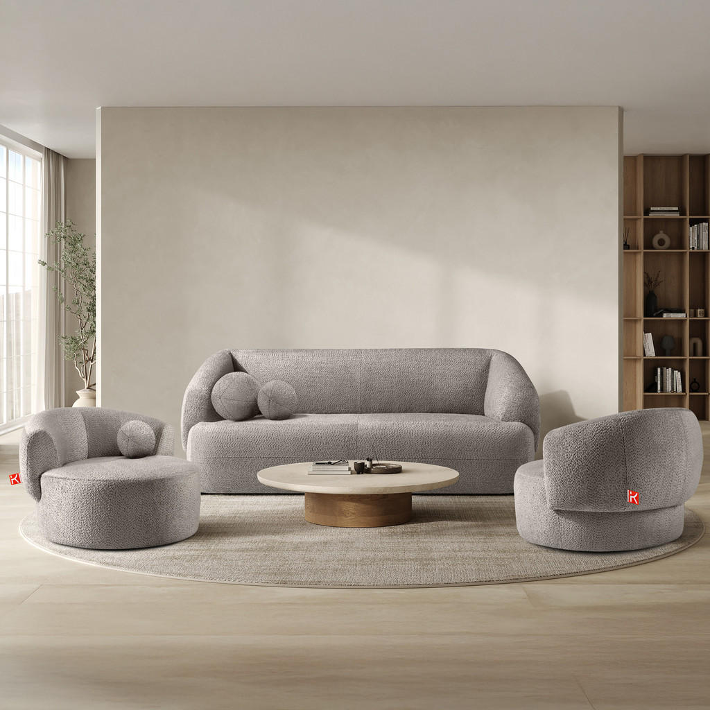 Thumbnail - Konsimo® Drehsessel, Graubraun, Textil, 105x76x100 cm, Wohnzimmer, Sessel, Polstersessel