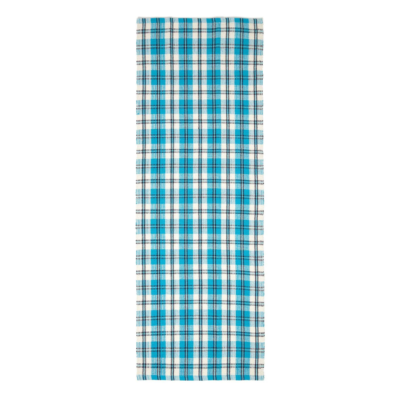 TEPPICHLÄUFER Irvine, Baumwolle kariert 66/200 cm - Blau, Textil (66/200cm) - Homescapes