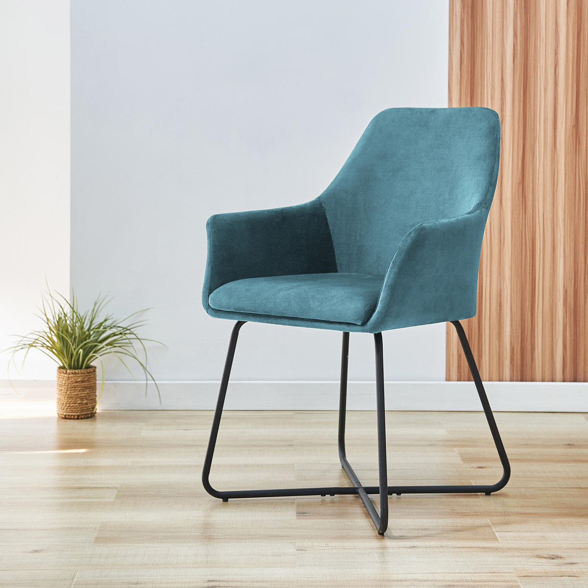 ESSZIMMERSTUHL JOSIE Dining 2er Set Samt Petrol - Petrol/Schwarz, Textil (59/88/58cm) - SVITA