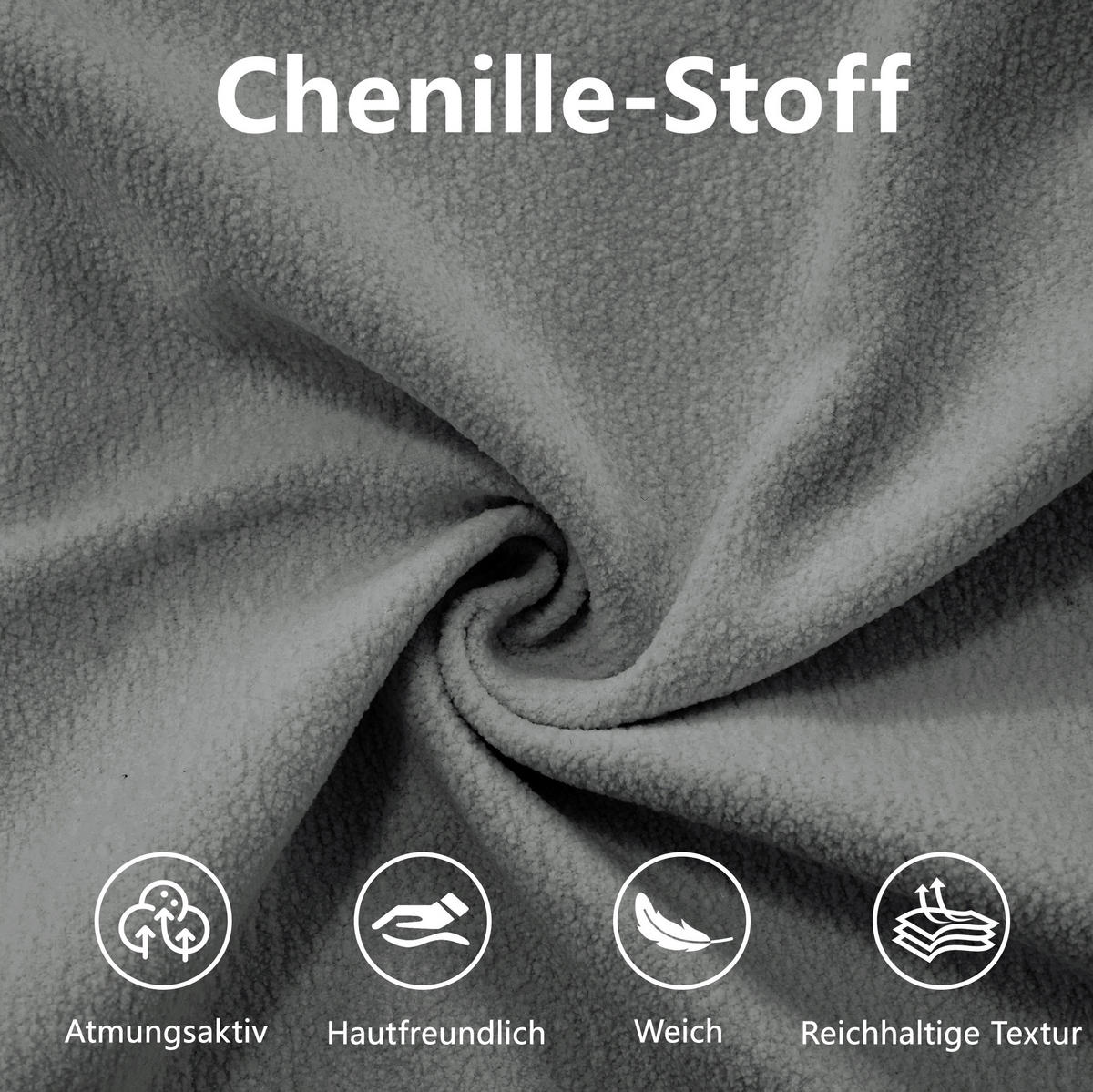 ECKSOFA 313/145/81 cm in Grau aus Chenille mit Ottomanen, modular und besonders bequem - Grau, Textil (145/313cm) - Flora Grace