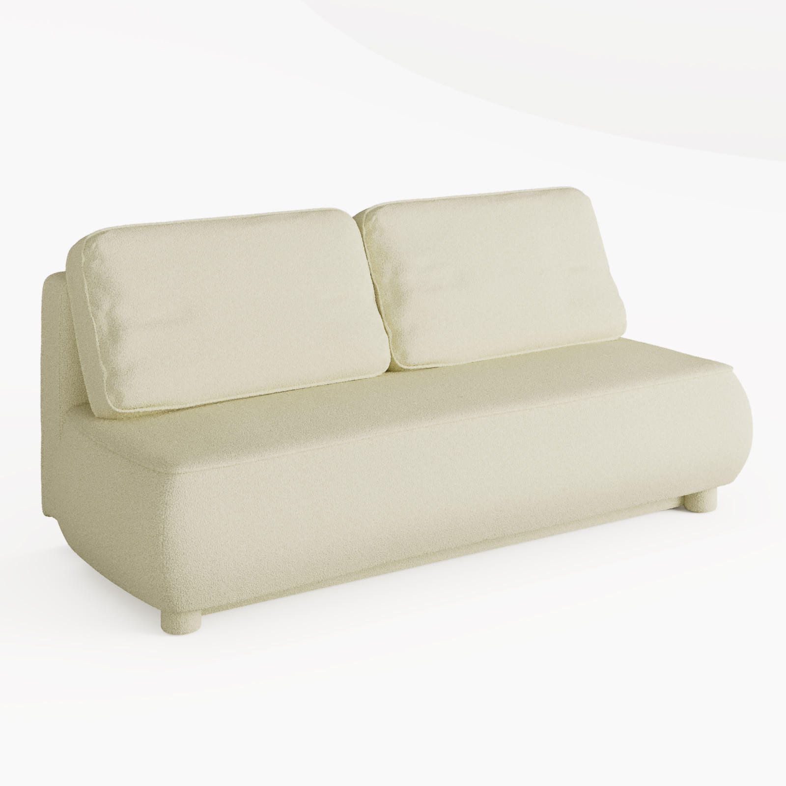 SOFA LUMIO Creme Bouclé-Stoff mit Schlaffunktion und Bettkasten - Creme, Holz (209/96/96cm) - Barchello