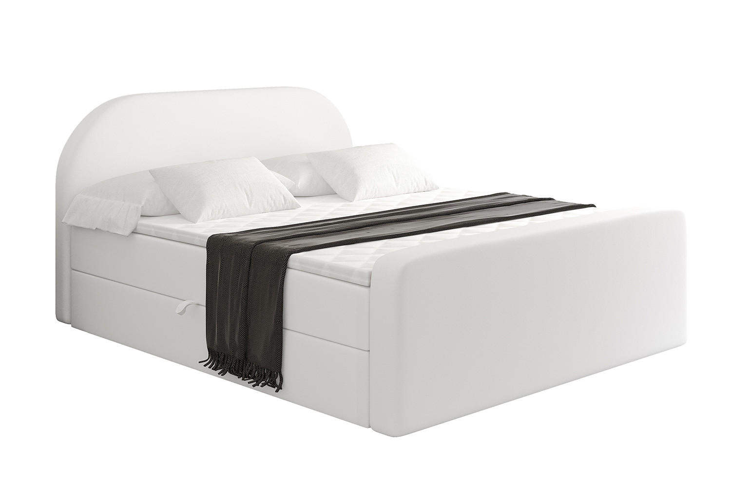 BOXBETT mit Matratze H4 und Lattenrost - NOX-Z - 160x200 - Weiß Kunstleder - Weiß, Holzwerkstoff (160/200cm) - ALTDECOR