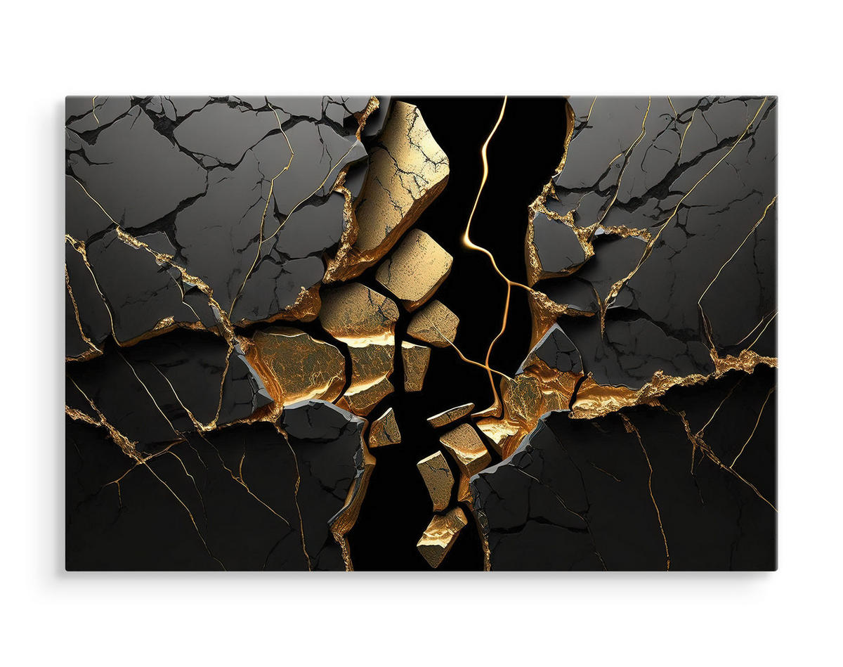LEINWANDBILD Abstraktion Marmor Muster 3D 40x30 - Beige/Schwarz, Textil (40/30cm) - Muralo