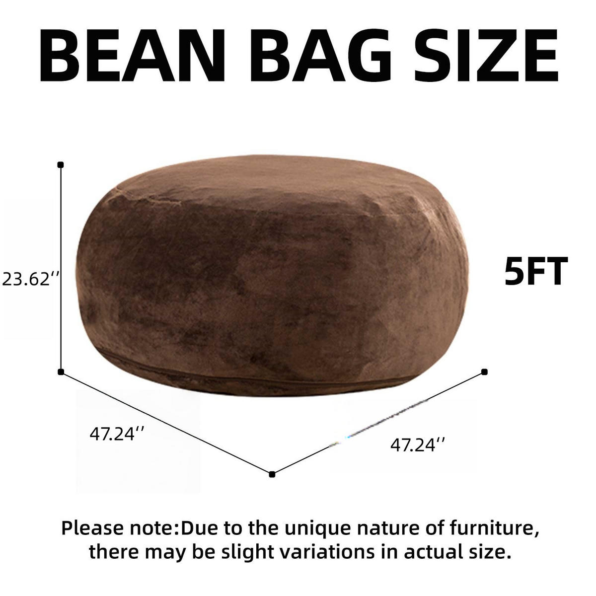 SITZSACK Kaffeebraun klappbar - Braun, Textil (120/60/120cm) - WISHDOR