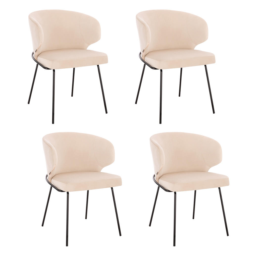 ESSZIMMERSTUHL AMARA - Menge: 4, Farbe: Samt Beige - Beige, Kunststoff (79/59/55cm) - Home Deluxe