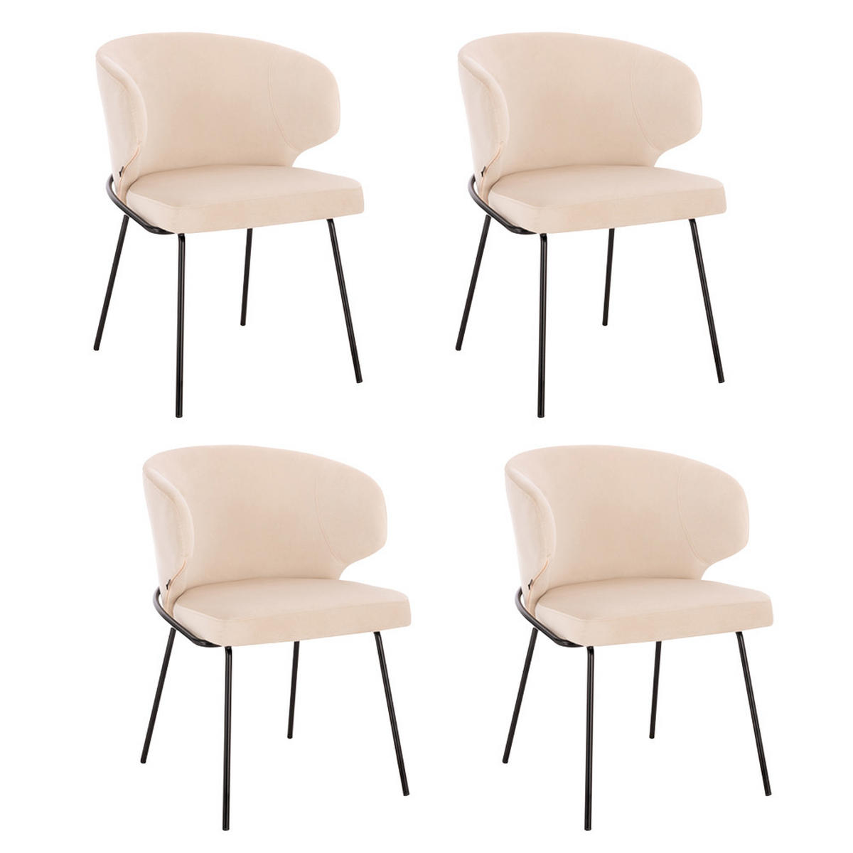 ESSZIMMERSTUHL AMARA - Menge: 4, Farbe: Samt Beige - Beige, Kunststoff (79/59/55cm) - Home Deluxe