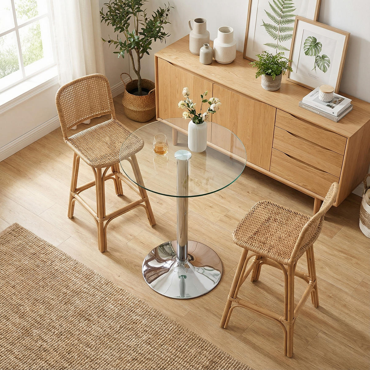 BARTISCH Ø 89 cm in Glas & Silber - Transparent, Glas (89/89/92cm) - Urban Meuble