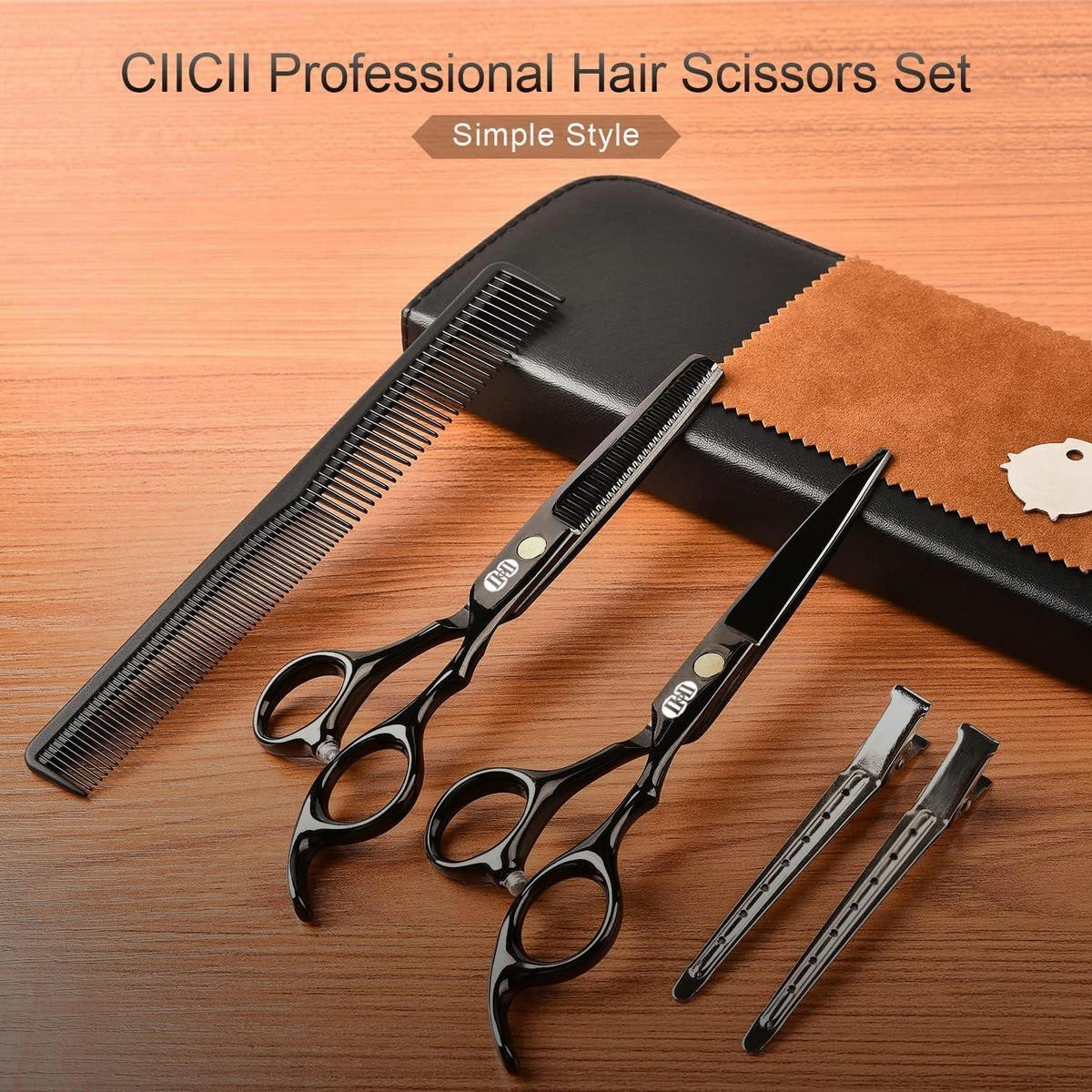 FRISEURSCHEREN Set 8-teilig 6,7 Zoll Schwarz - Schwarz, Metall (5.9/1.5/17cm)