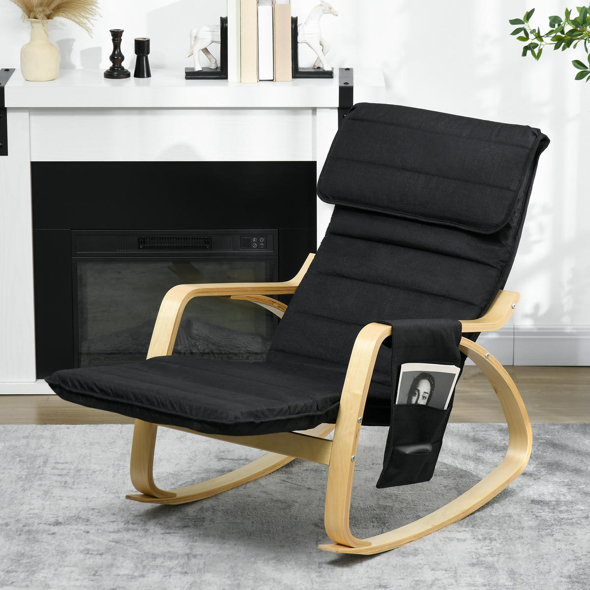SCHAUKELSTUHL DE-17383 Schwarz - Schwarz, Holz (110/91/67cm) - ComfortXL