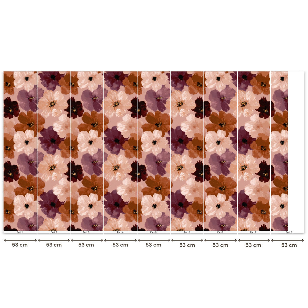 TAPETE - Blumen - Abstrakt - Erdtöne - 500x280 cm - Multicolor, Papier (500/280cm) - OnlyWow