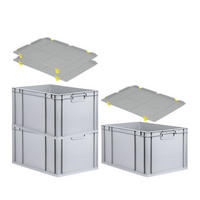 EUROBOX 3x Nextgen Economy Mit Auflagedeckel Grau/Gelb Griffe Geschlossen 65 Liter - Gelb, Kunststoff (40/32/60cm) - PROREGAL
