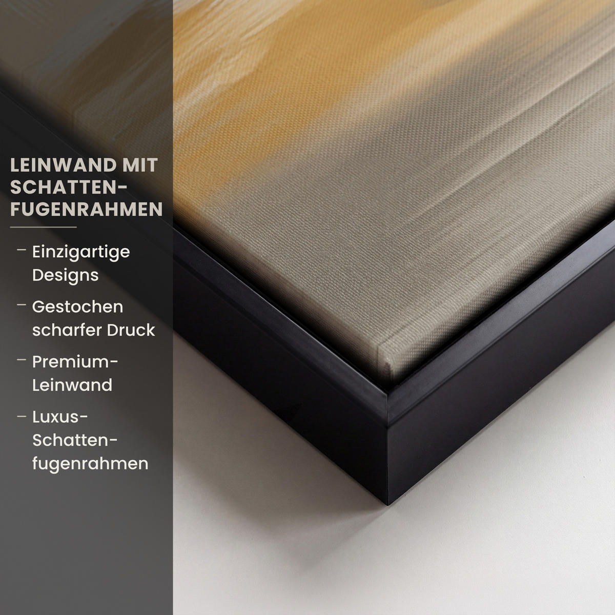 LEINWAND Bilder mit Rahmen - Gemälde - Baum - Abstrakt - Blätter - 90x90 - Beige, Textil (90/90cm) - MuchoWow