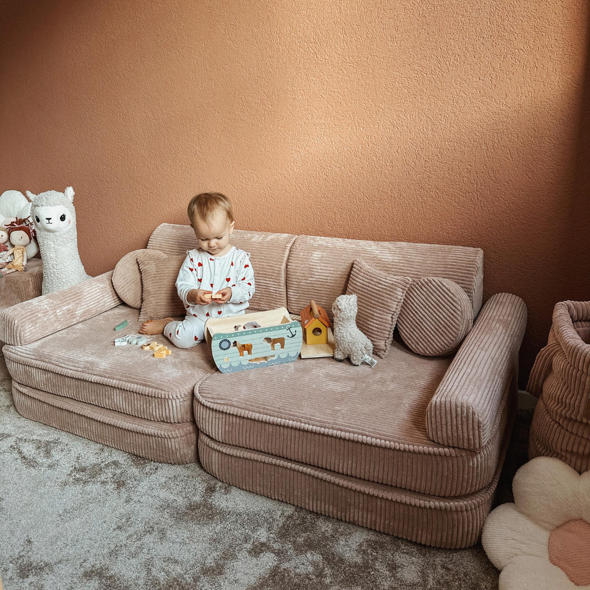 KINDERSOFA AESTHETIC 160 cm Cord Rosa 10 Stk - Rosa, Textil (80/12/160cm) - MeowBaby