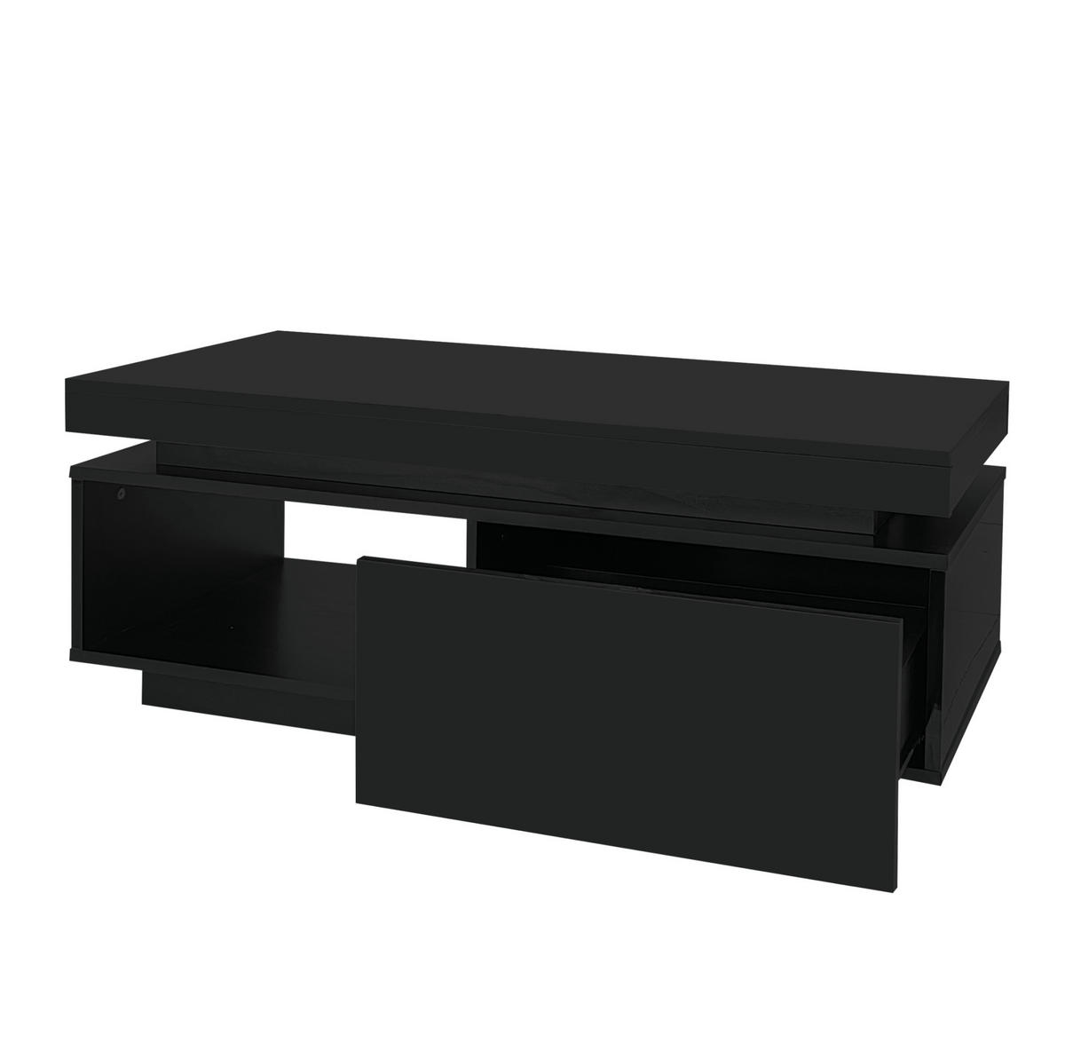 OBÝVACÍ sestava z dřevotřísky 181x38x38 cm černá s LED osvětlením, TV skříňkou a konferenčním stolkem - černá, kompozitní dřevo (100/50/40cm) - Modfu