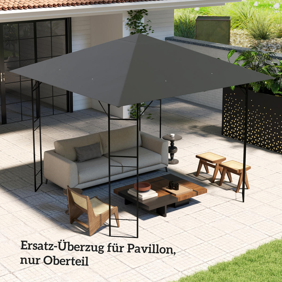 ERSATZDACH für Pavillon 3 x 3 m wasserabweisend Pavillondach UPF30+ Ersatzbezug - Grau, Textil (298/1/298cm) - Outsunny