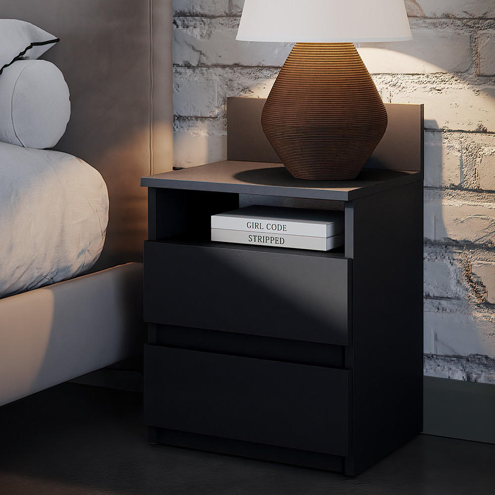 NACHTTISCH Monty Schwarz 39.6 x 59.1 cm 2er Set - Schwarz, Holzwerkstoff (32.3/59.1/39.6cm) - Vicco