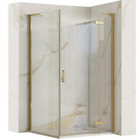 DUSCHKABINE Rea Hugo 100x90 Gold Brush - Goldfarben, Glas (100/90/200.5cm) - REA