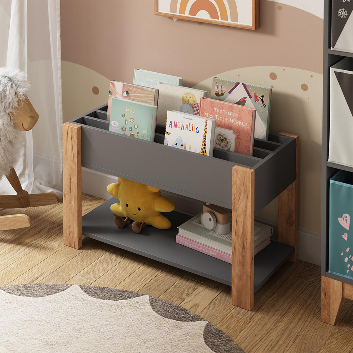 KINDERREGAL Malia Grau/Artisan 80 x 46 cm - Hellgrau/Grau, Holzwerkstoff (80/46/37cm) - VitaliSpa