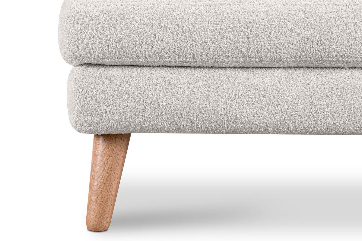 SITZHOCKER TAGIO Pouffe, weiss - Braun/Weiß, Buchenholz/Textil (65/46/80cm) - KONSIMO®