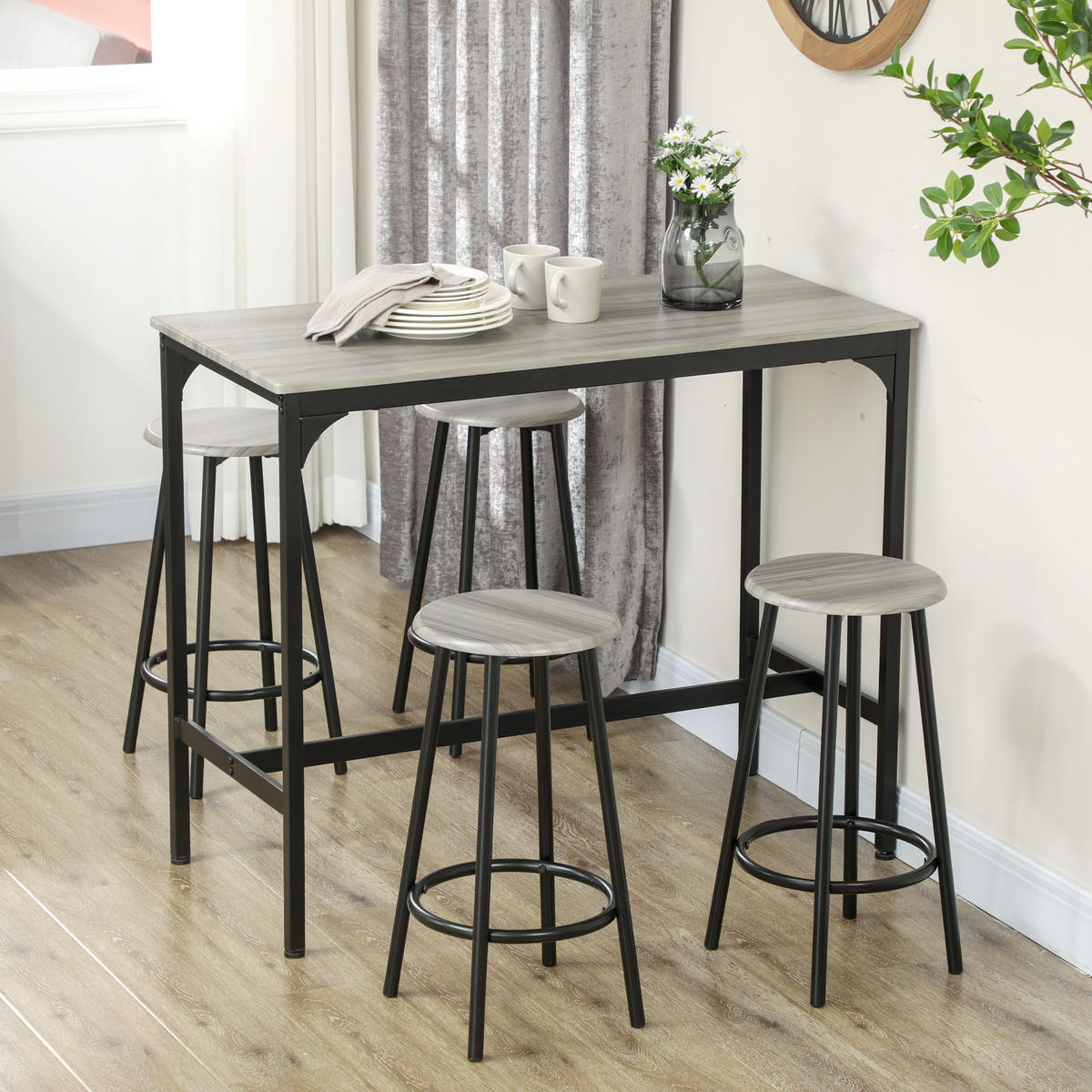 BAR-SET Grau 110.0/50.0/89.5cm - Grau, Holzwerkstoff (50/89.5/110cm)