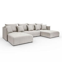 WOHNLANDSCHAFT APOLLO U mit Schlaffunktion und Bettzeugkasten - Ecru, Textil (348/93/188cm) - Lookway