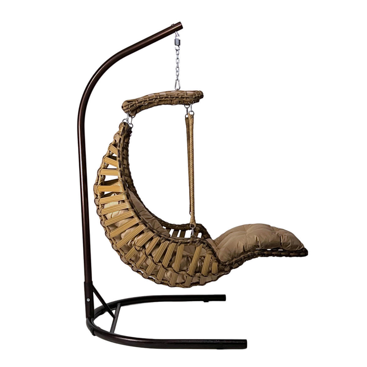 HÄNGESESSEL Gartenschaukel Rattan mit Gestell Hängeschaukel Alaca Hellbraun - Hellbraun, Metall (120/212/106cm) - Gowoll