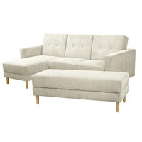 FUNKTIONSSOFA mit Hocker Kattie Cordstoff creme - Creme, Kunststoff (144/230cm) - 58aufmkessel