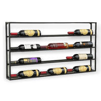 WEINREGAL FÜR 15 Flaschen Metall Wand Schwarz 100 cm - Schwarz, Metall (100/55/9cm) - DanDiBo