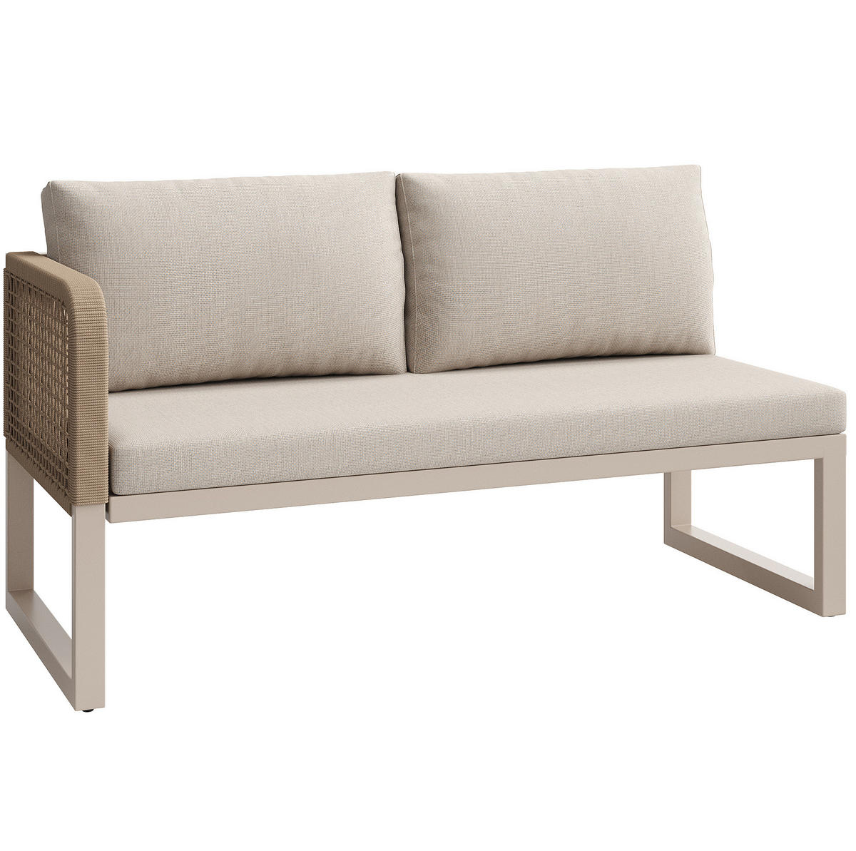 LOUNGEGARNITUR aus Rattan & Metall 121.5x61x77 cm Beige mit modularer Loungegruppe - Beige, Metall - Modfu