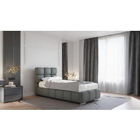 POLSTERBETT Bliss 90 x 200 cm mit Bettkasten und Lattenrost, Taschenfederkernmatratze 19cm - dunkelgrau - Dunkelgrau, Holz (90/200cm) - Homesy