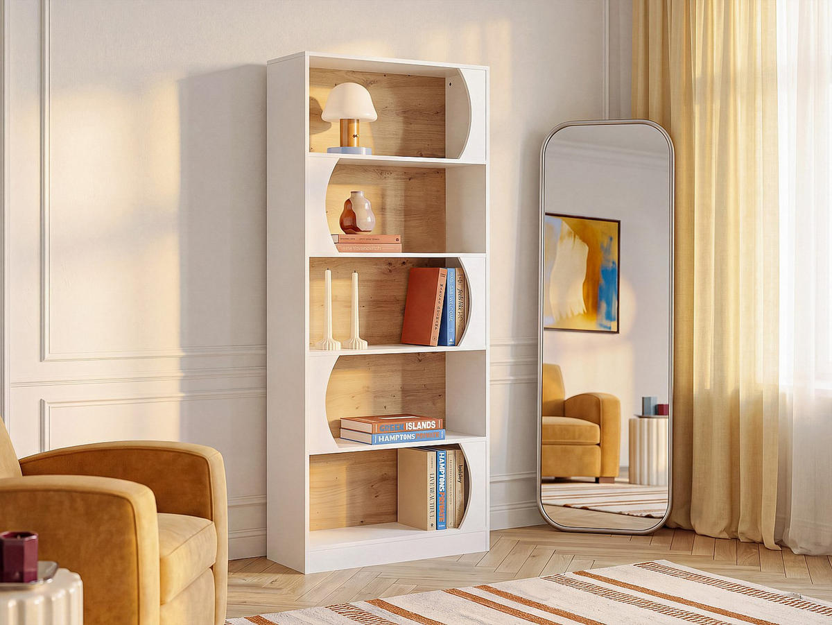 BÜCHERREGAL - 80 cm x 30 cm - holz - naturfarben hell, weiß Farenza - Weiß, Holz (80/180/30cm) - Vente-Unique