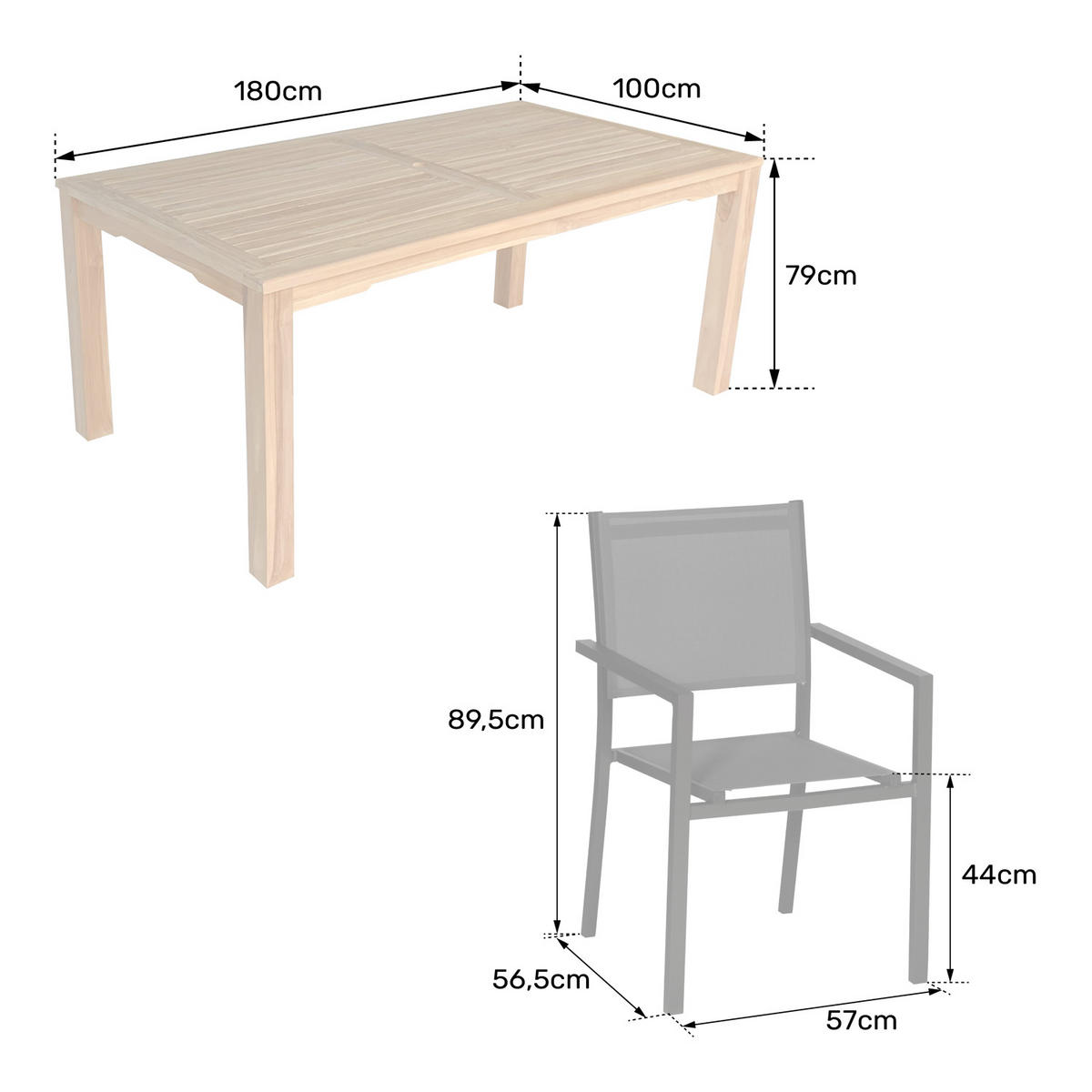 GARTENMÖBEL Java Salbeigrün 8 Plätze - Grün, Holz - Happy Garden