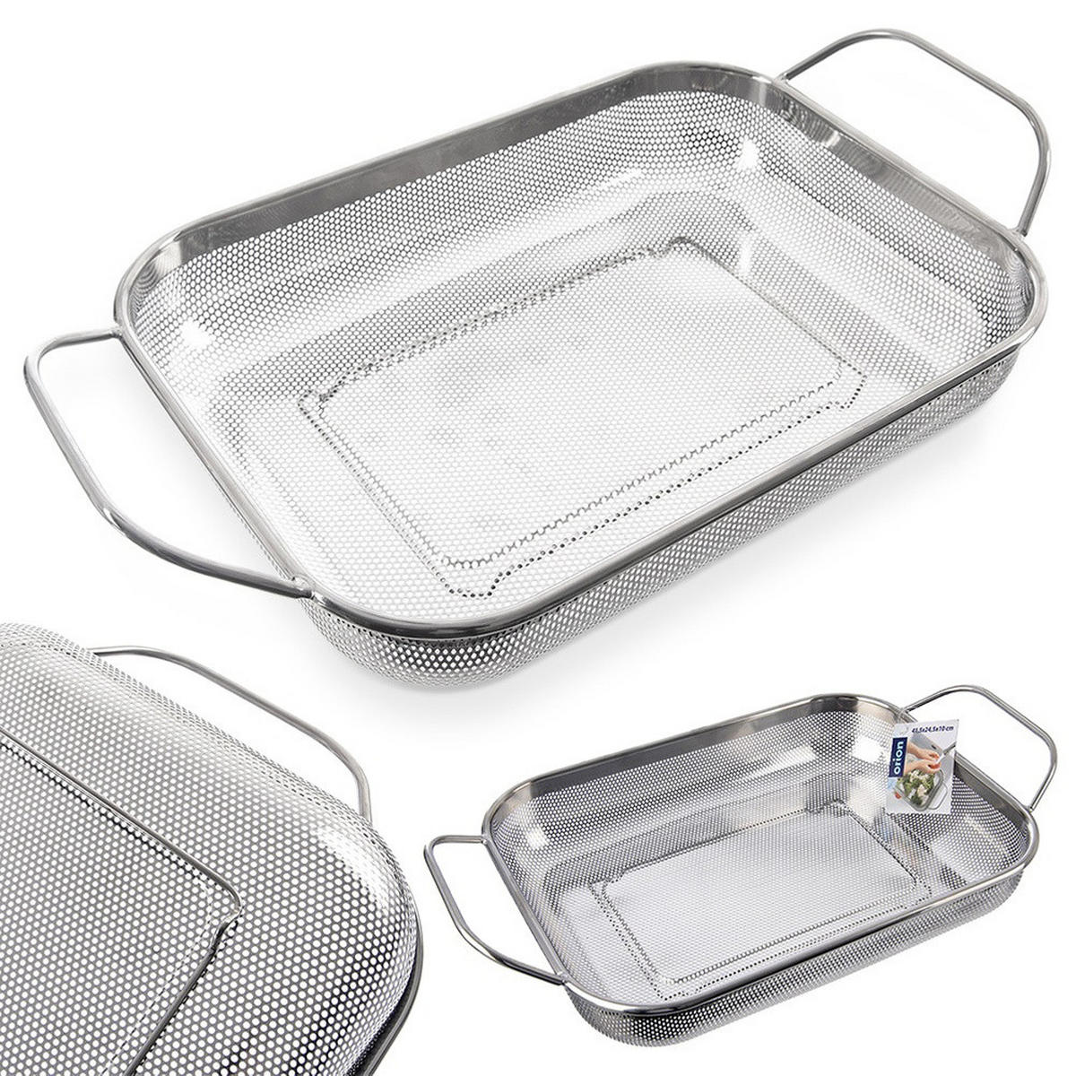 KÜCHENSIEB ANETT Silber 43 x 25 x 9 cm - Silberfarben, Metall (25cm) - Orion 