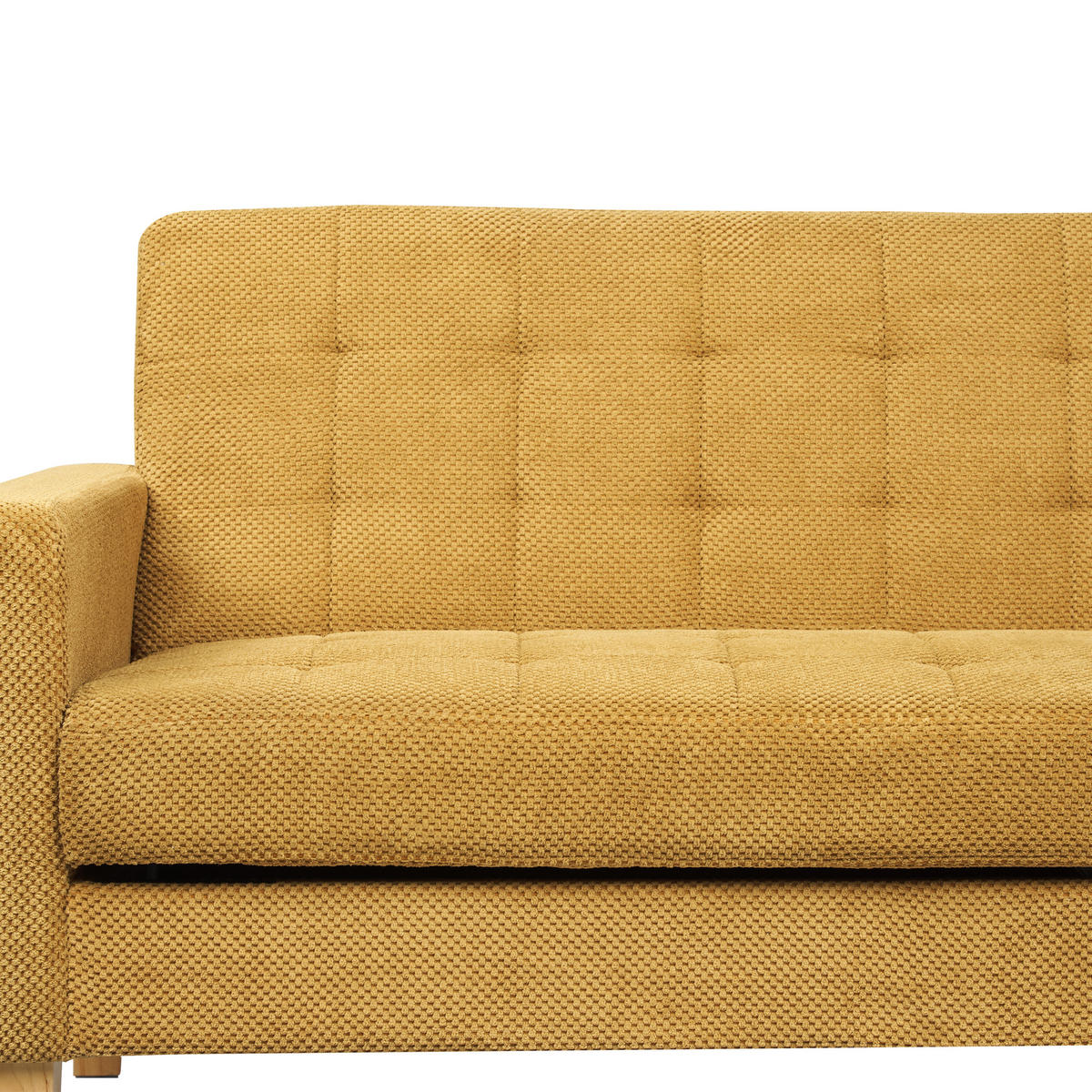 3-SITZER-SCHLAFSOFA senfgelb mit Stauraum Vehkoo - Hellbraun/Gelb, Textil (200/86/77cm) - Beliani