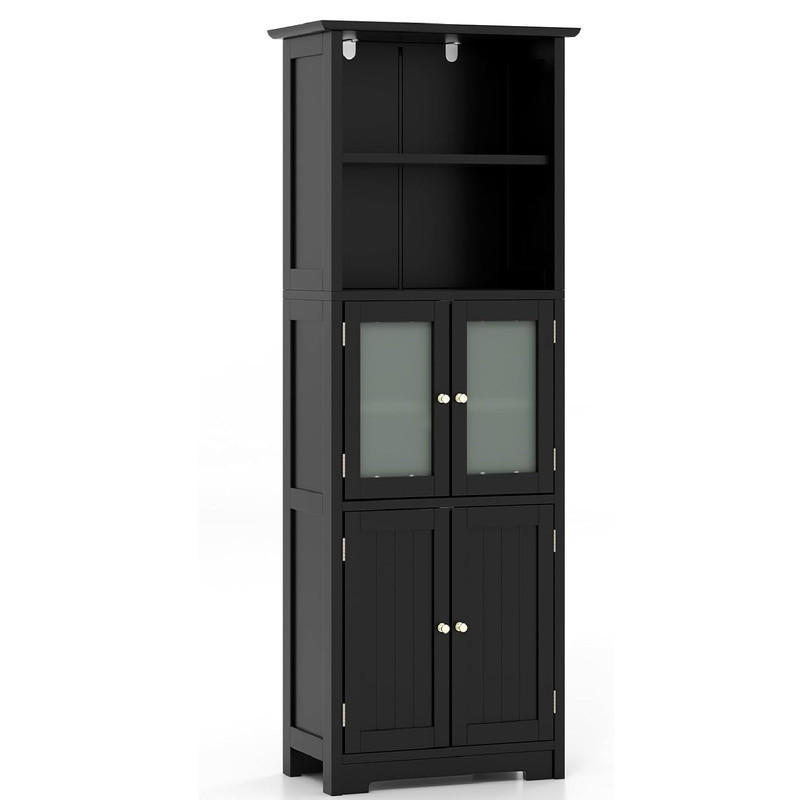 Costway Badezimmerschrank Schwarz 60x163x30 cm