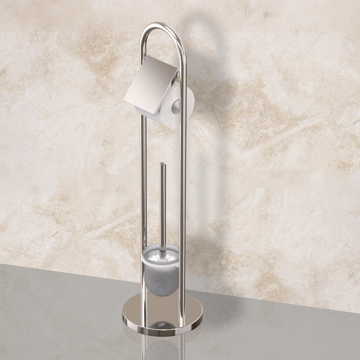 WC-GARNITUR - Silberfarben, Kunststoff/Textil (22/79/22cm) - Relaxdays