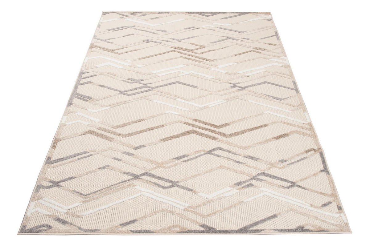 TEPPICH In-Outdoor Beige Abstract, Streifen - Kurzflor Rechteckig Creme - 120 x 170 cm - Beige, Textil (120/170cm) - Mazovia