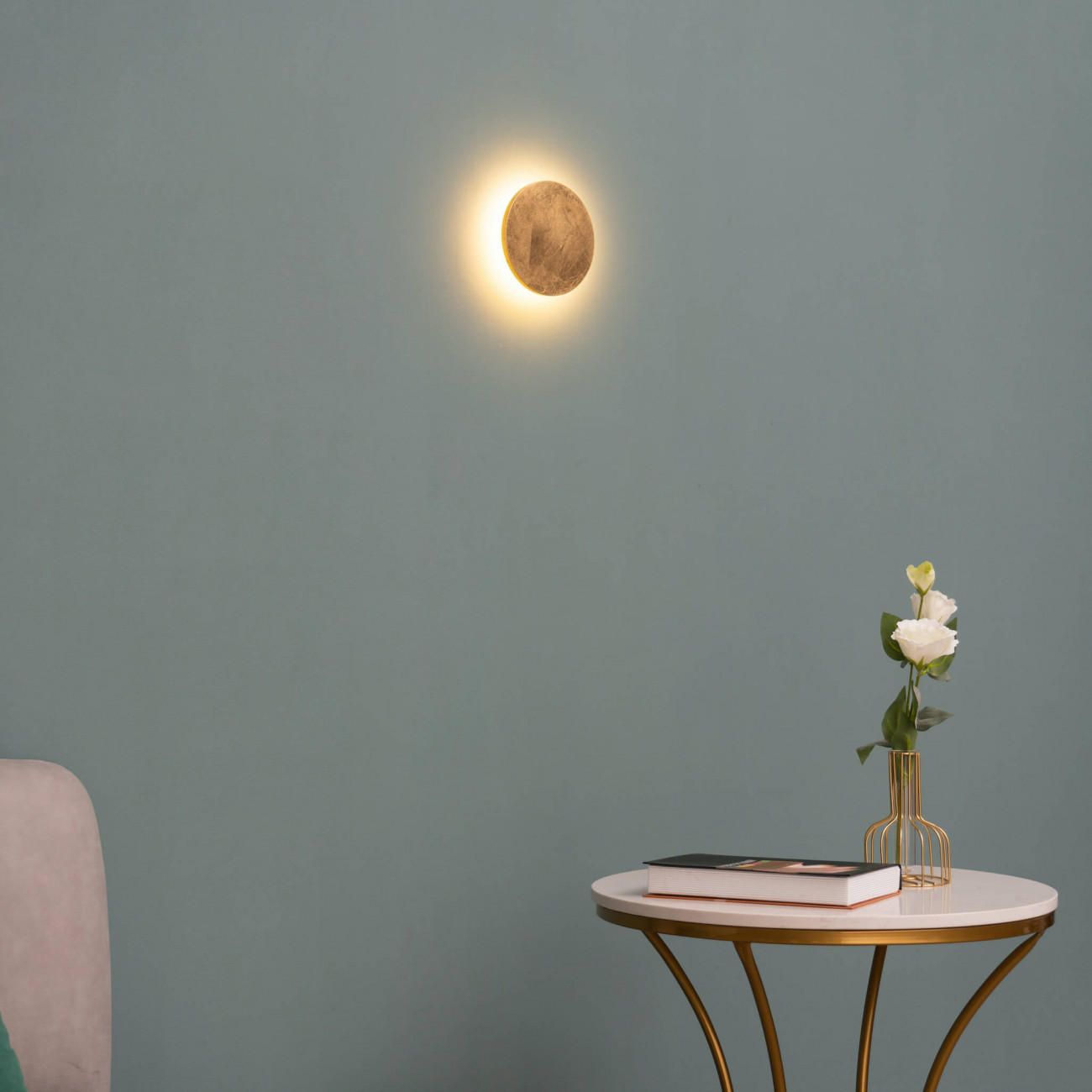 WANDLEUCHTE Lunar, Gold, 14cm - Goldfarben, Metall (14/14/3cm) - KOSILUM