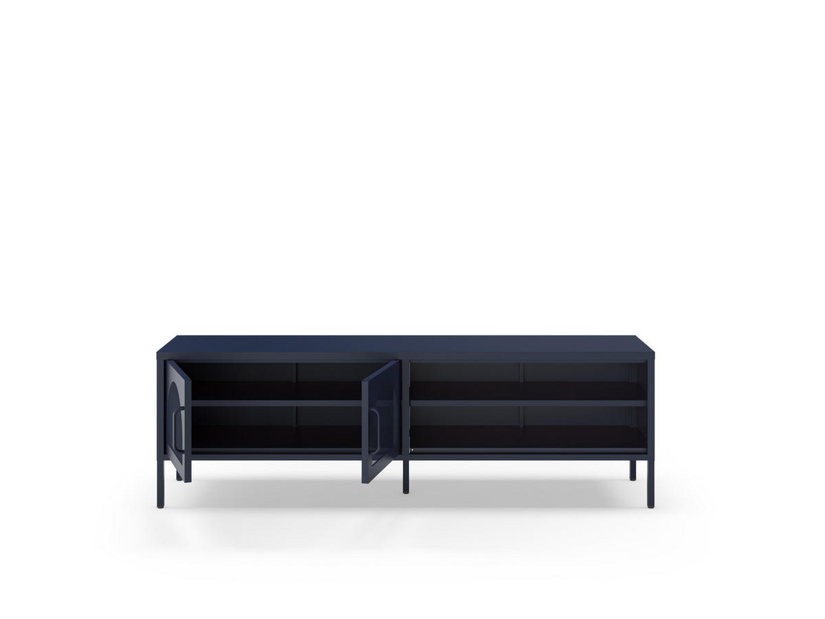 TV-MÖBEL mit 2 Metalltüren, L160cm - Zio - Mitternachtsblau - Dunkelblau, Metall (160/50/35cm) - Drawer