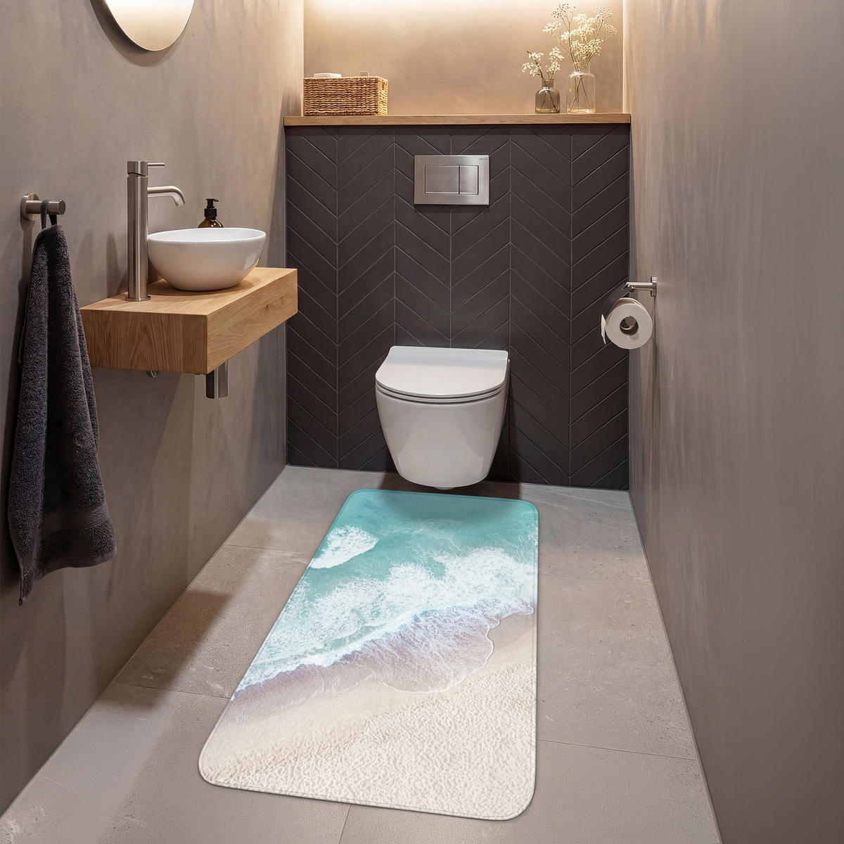 WC PŘEDLOŽKA Pláž - Moře - Příroda - Léto 60x120 cm - tyrkysová, textil/plast (60/1cm) - OnlyWow